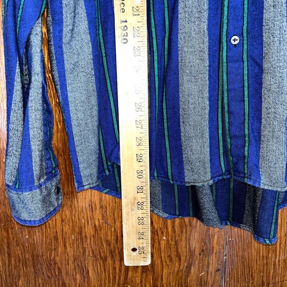 Dockers Men's XL 100% Cotton Blue Green Striped Longsleeve Cowboy Western Button - Picture 5 of 6